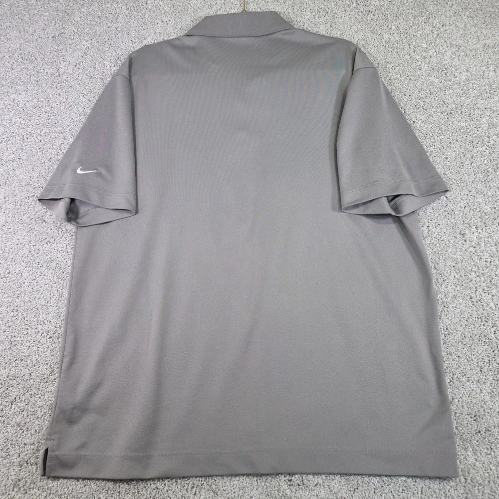 Nike Golf Men L Dri-Fit Short Sleeve Tour Performance Polo Shirt Gray Swoosh